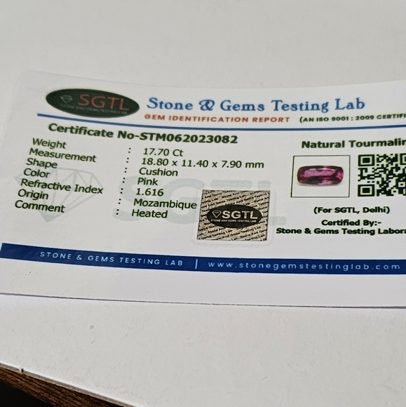 Certified Pink Tourmaline Gemstone 17.70 Carats ✨️ - Picture 5 of 5